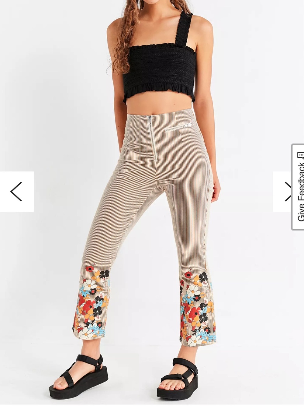 BDG urban outfitters striped floral pants kick flare high rise crop flower 29